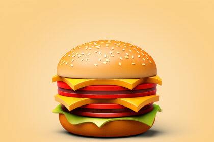 Why Plant-Based Burgers Are Here to Stay delicious looking 3d burger with simple background